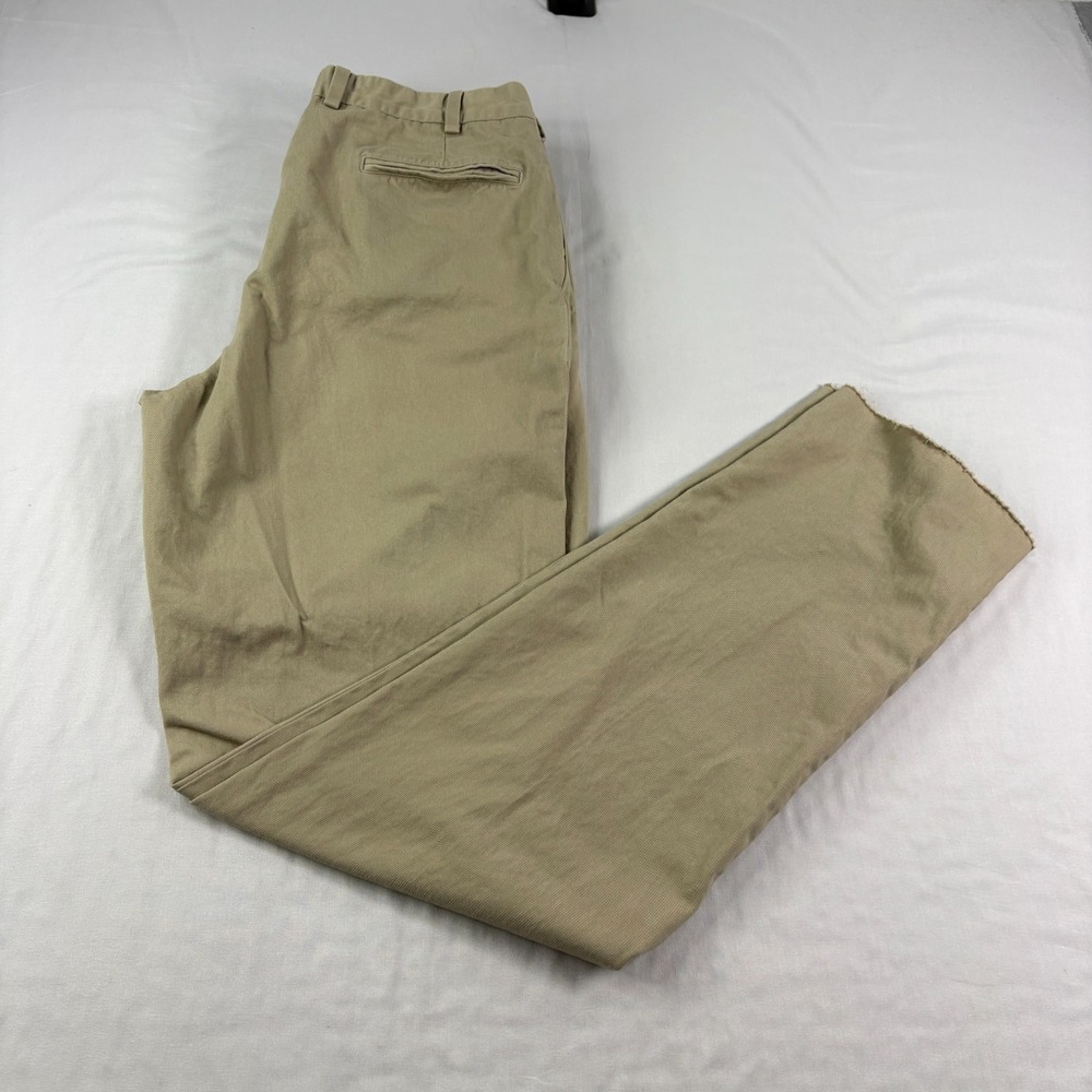 Bills Khakis Pants Mens 38 Beige Pleated Classic Fit Casual Slacks Unhemmed